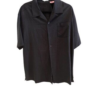 Tommy Bahama Men's XL 100% Silk Black Button Down Shirt